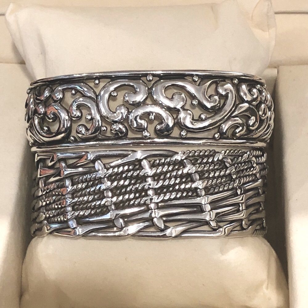 Barse Sterling Silver Scroll Cuff & Vintage Sterl… - image 2